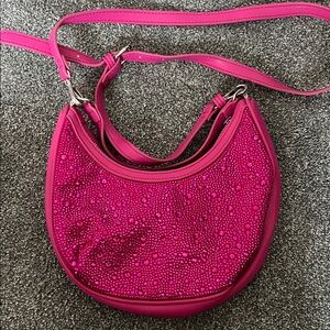 Betsey Johnson Fuchsia Embellished Shoulder Bag
